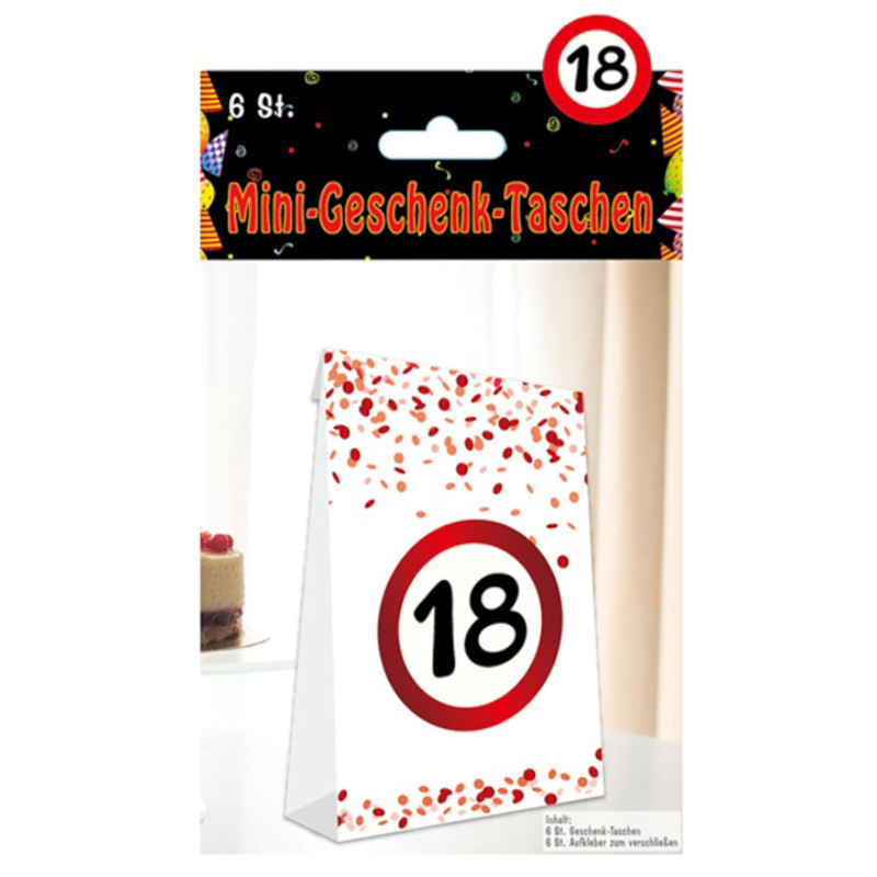 Udo Schmidt Mini-Geschenk-Tasche 18 Papier 6-tlg dekorative Partytüten zum 18 Geburtstag